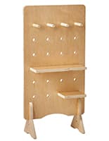 This Wooden Pegboard with Shelves Is Ideal Boutiques and Gift Shops Wooden pegboard with shelves and eco-friendly poplar wood build
